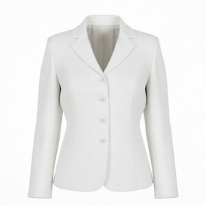 Emily Blazer Plus Size 22W Textured Notch Collar 4 Button Stretch Lined White